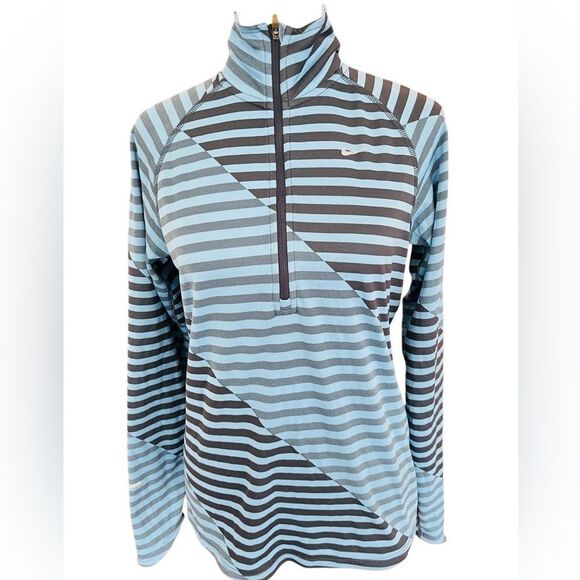 NIKE Running striped DriFit 1/4 zip jacket size M. - Picture 1 of 7